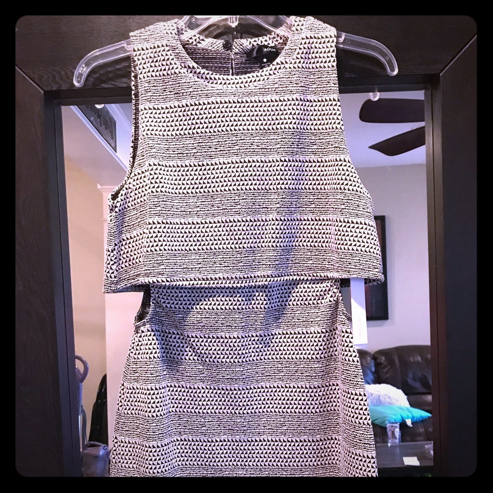 Aqua Black/Grey Dress Size S - New w Tags!